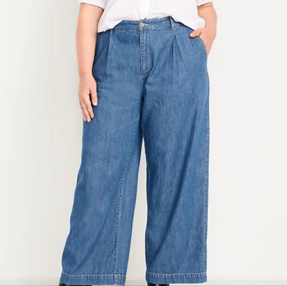 BRAND NEW NWT Wide Leg Blue Denim Jeans 14 Tall - Picture 6 of 14